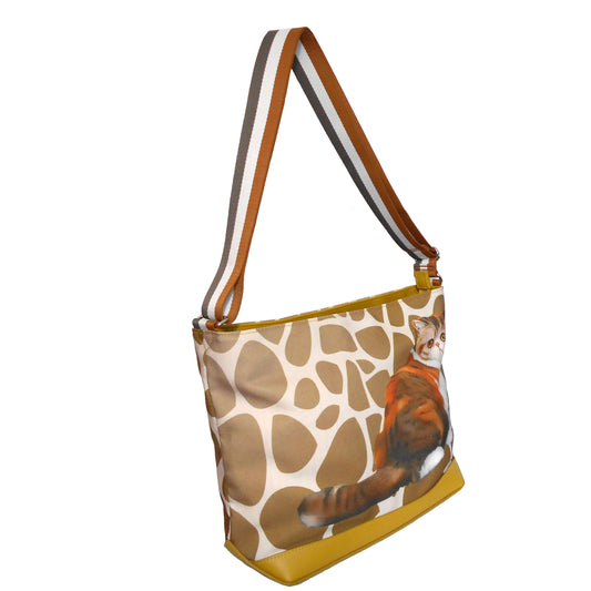 Furbabies Exotic Shorthair Original Portrait Drawing Printed Canvas Large Shoulder Bag