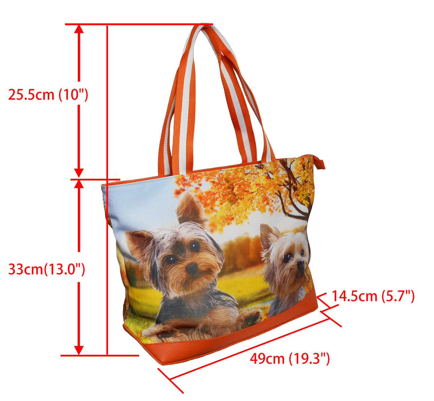 Furbabies Yorkshire Terrier Original Portrait Drawing Printed Canvas Large Tote Bag