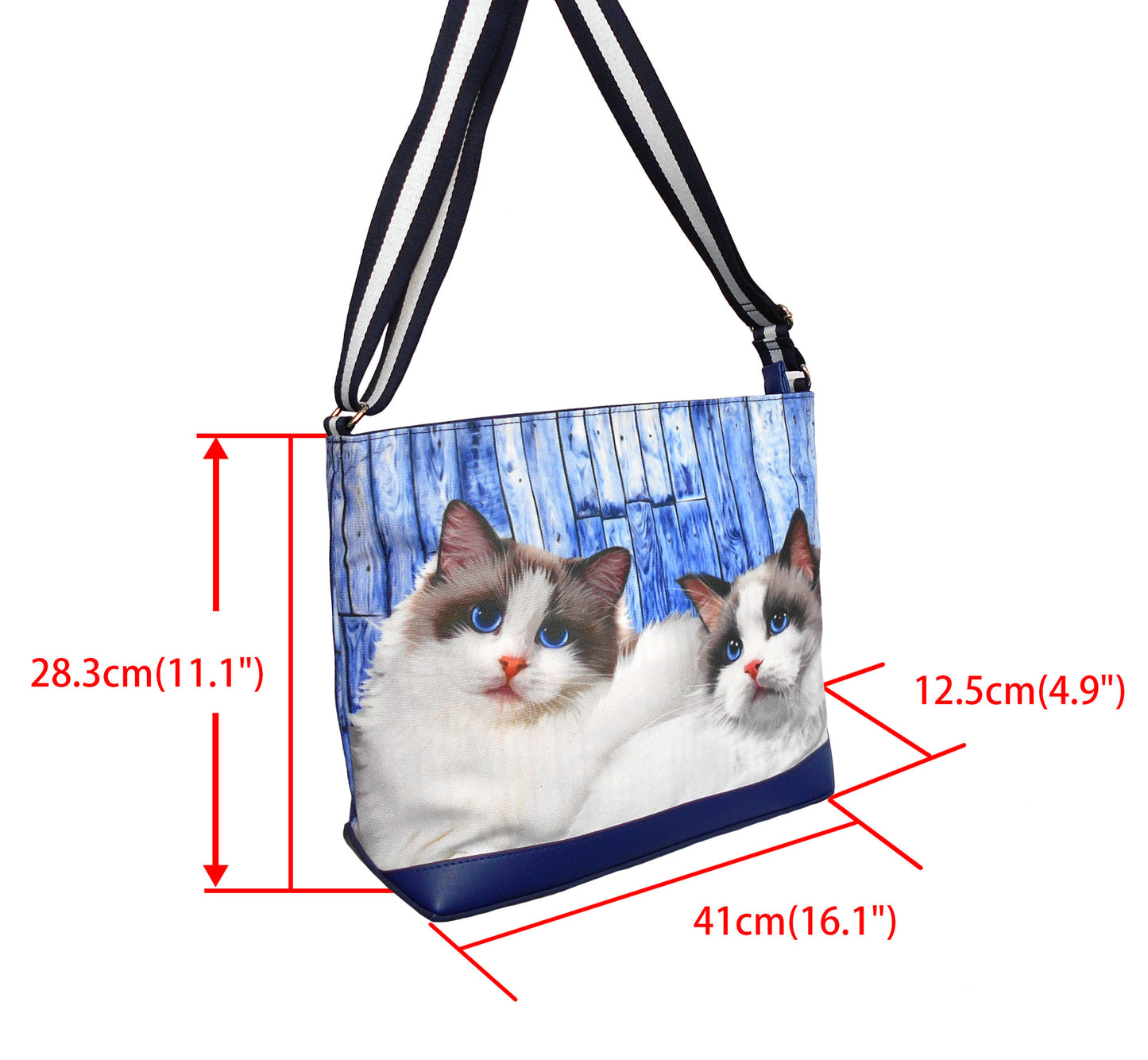 Furbabies Ragdoll Cat Original Portrait Drawing Printed Canvas Large Shoulder Bag