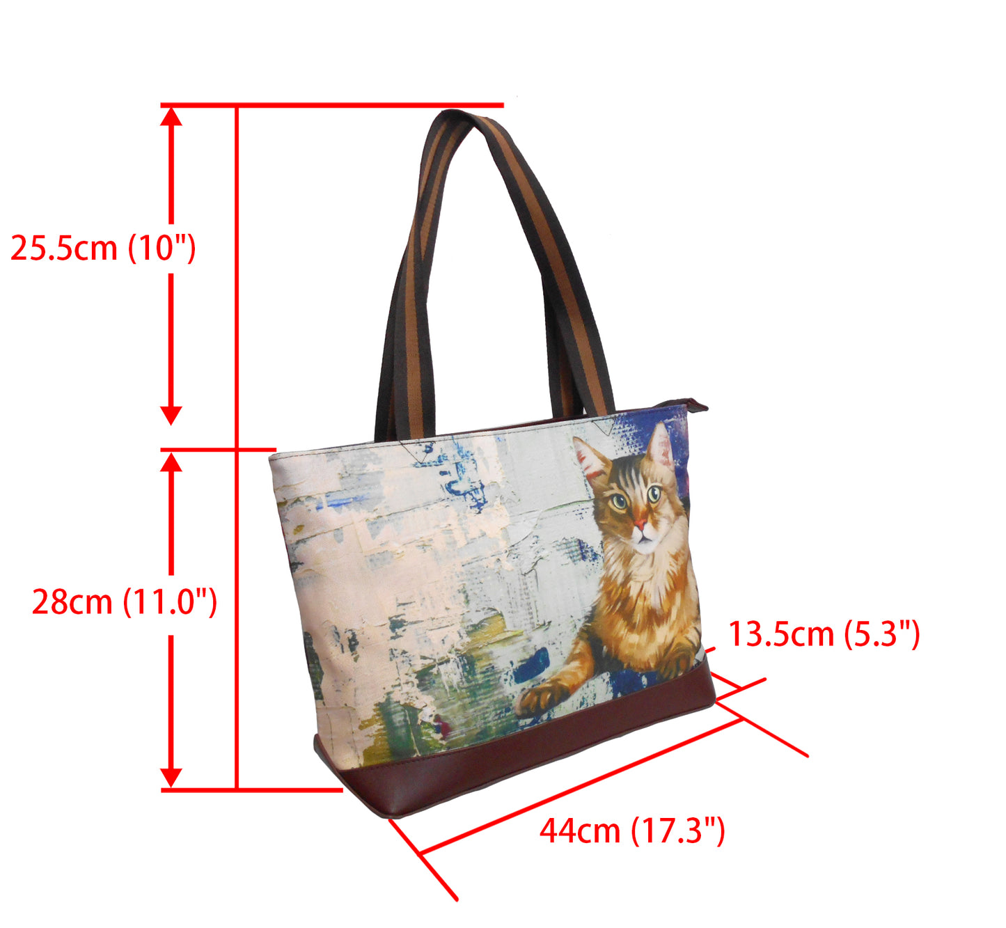 Furbabies Maine Coon Original Portrait Drawing Printed Canvas Medium Tote Bag