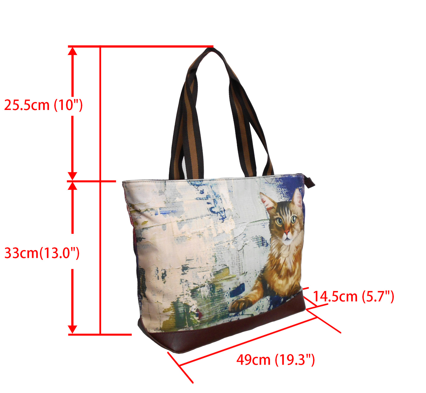 Furbabies Maine Coon Original Portrait Drawing Printed Canvas Large Tote Bag