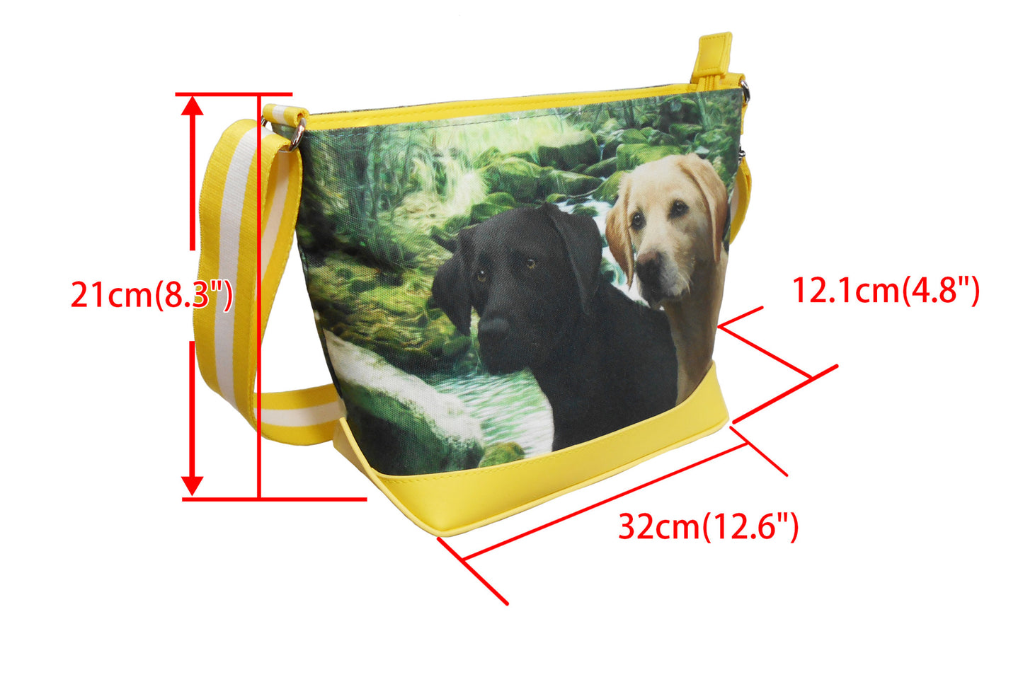 Furbabies Labrador Retriever Original Portrait Drawing Printed Canvas Medium Shoulder Bag