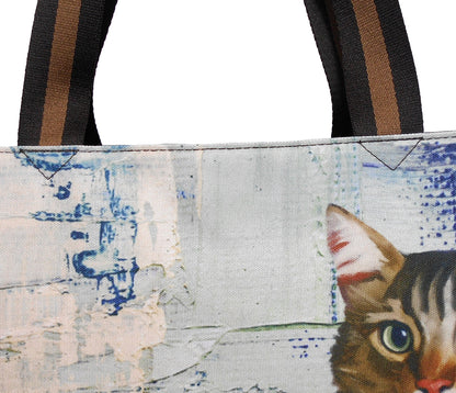 Furbabies Maine Coon Original Portrait Drawing Printed Canvas Medium Tote Bag