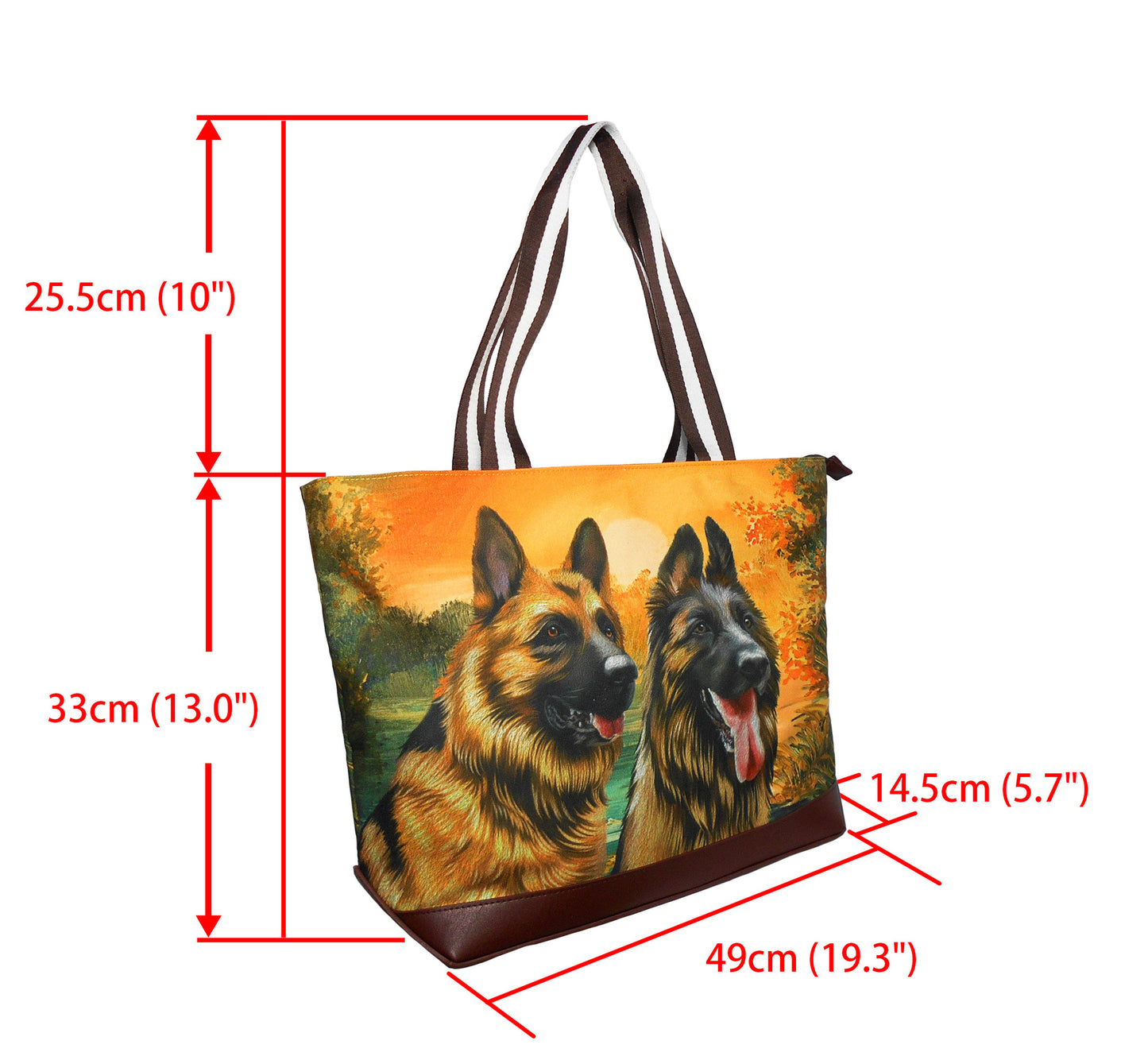 German Shepherd Original Portrait Drawing Printed Canvas Large Tote Bag