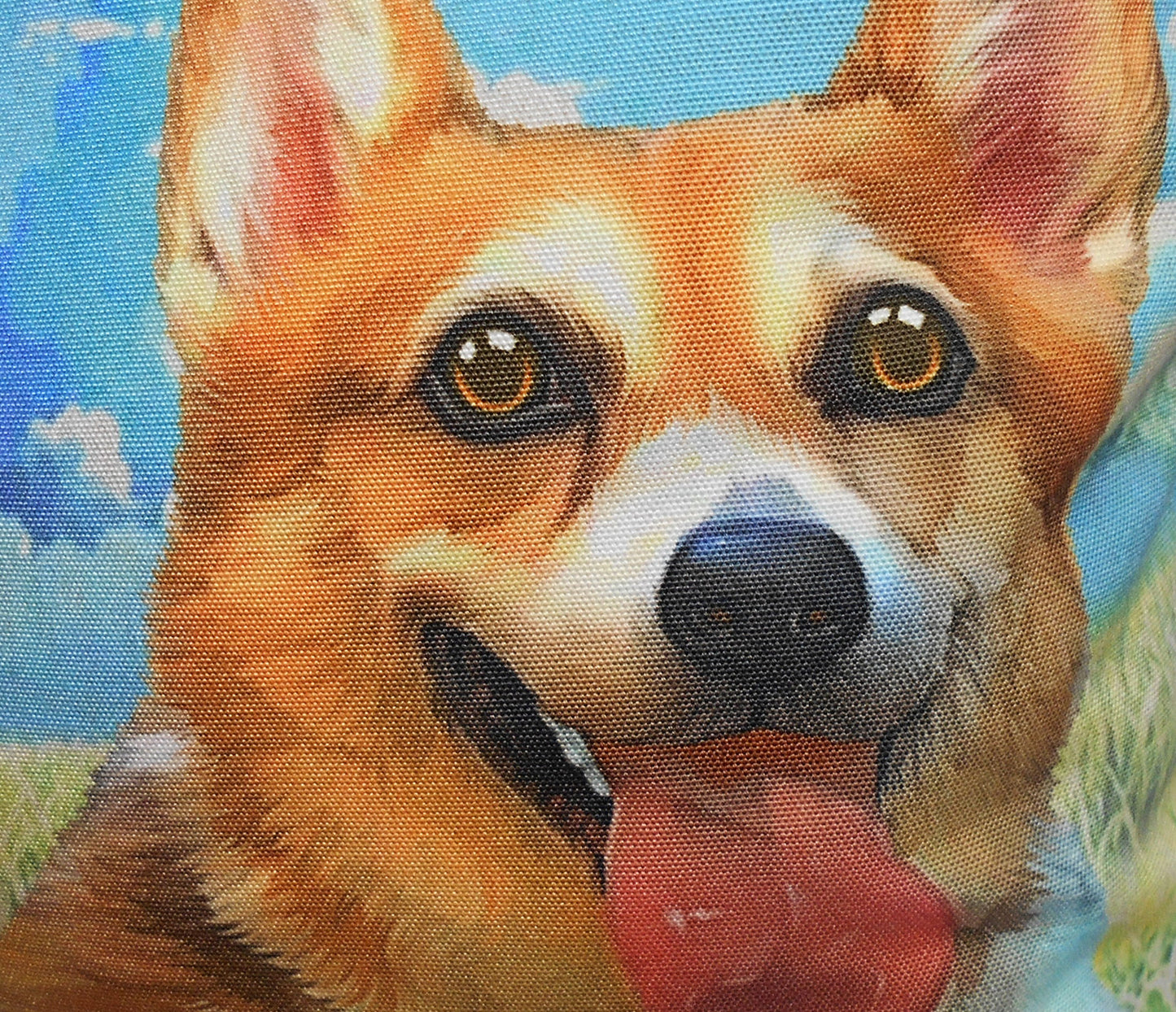 Furbabies Welsh Corgi Original Portrait Drawing Printed Canvas Medium Tote Bag