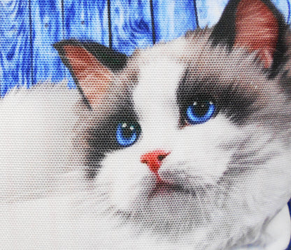 Furbabies Ragdoll Cat Original Portrait Drawing Printed Canvas Large Tote Bag