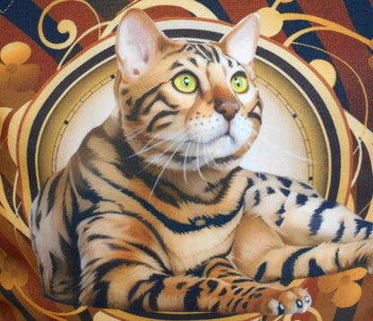 Furbabies Bengal cat Original Portrait Drawing Printed Canvas Medium Shoulder Bag