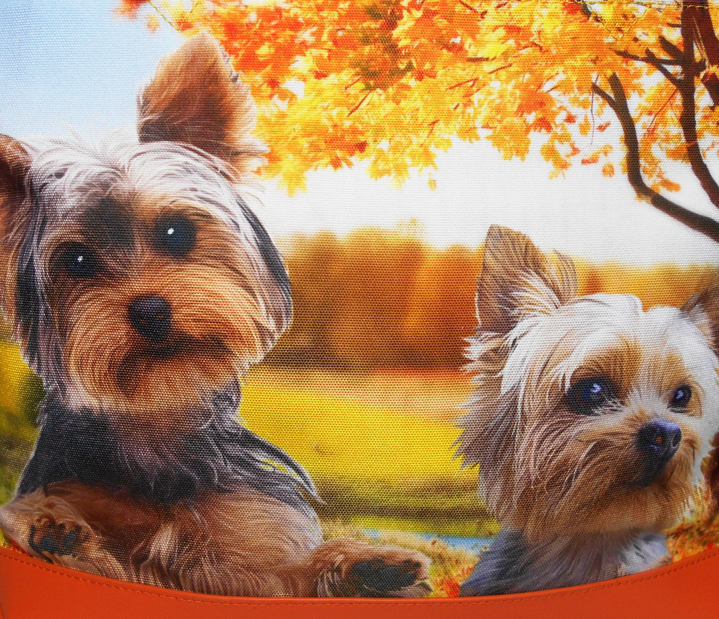 Furbabies Yorkshire Terrier Original Portrait Drawing Printed Canvas Medium Tote Bag