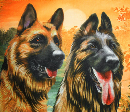 German Shepherd Original Portrait Drawing Printed Canvas Large Shoulder Bag