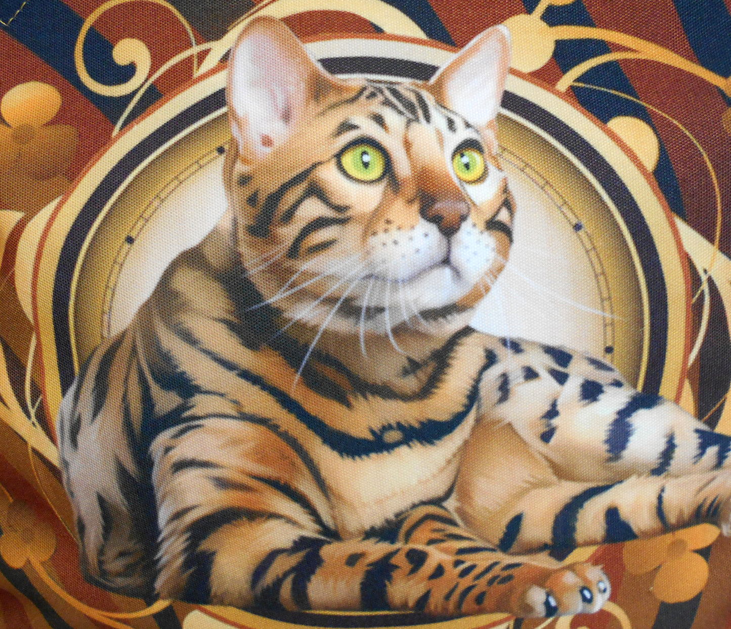 Furbabies Bengal cat Original Portrait Drawing Printed Canvas Large Tote Bag