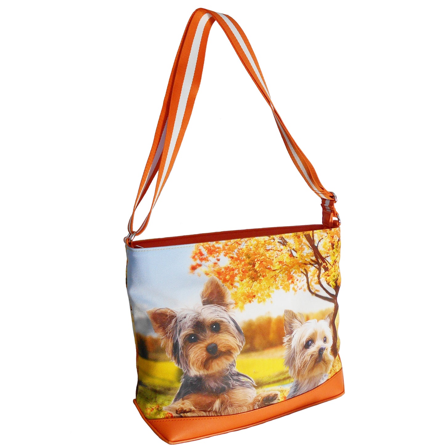 Furbabies Yorkshire Terrier Original Portrait Drawing Printed Canvas Large Shoulder Bag