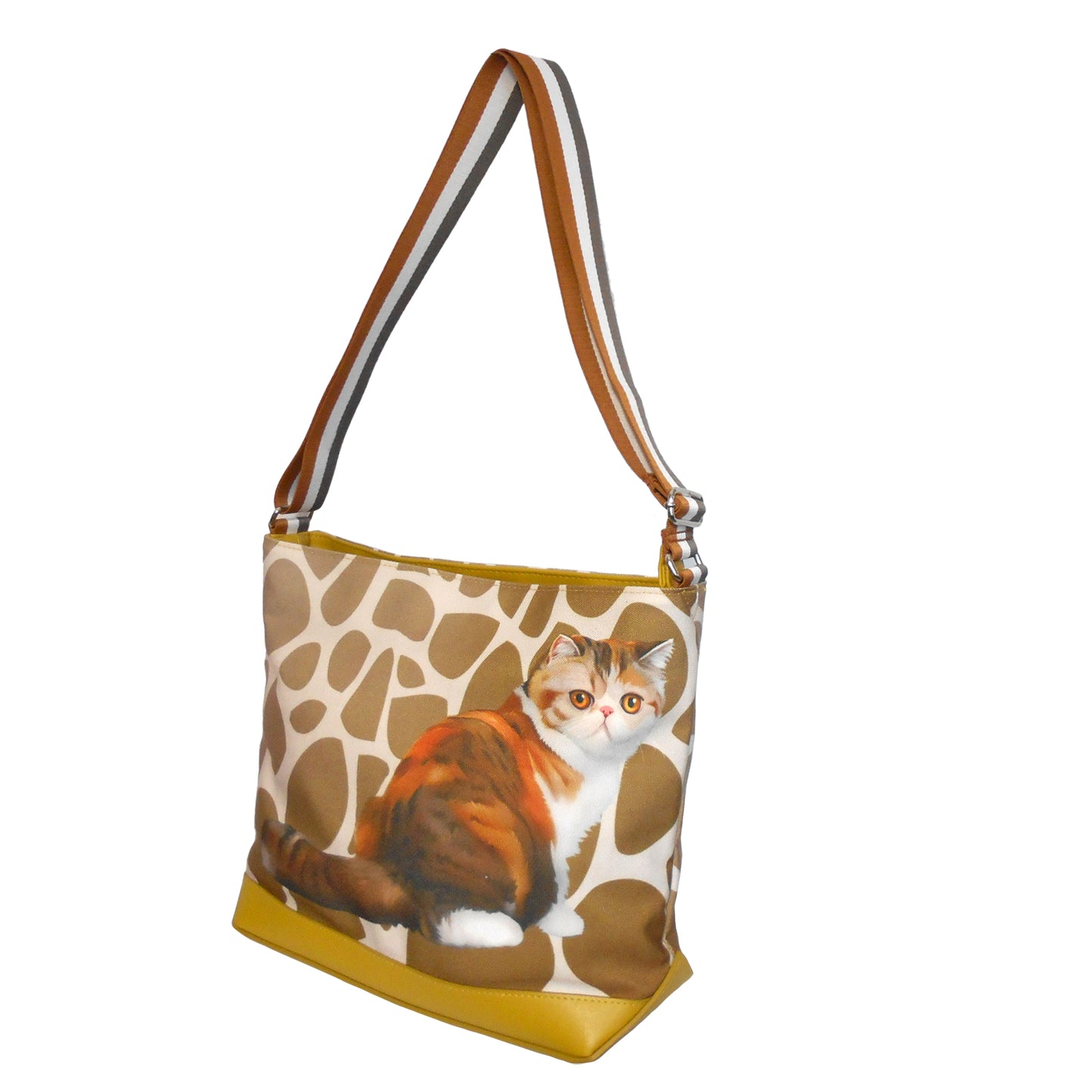 Furbabies Exotic Shorthair Original Portrait Drawing Printed Canvas Large Shoulder Bag