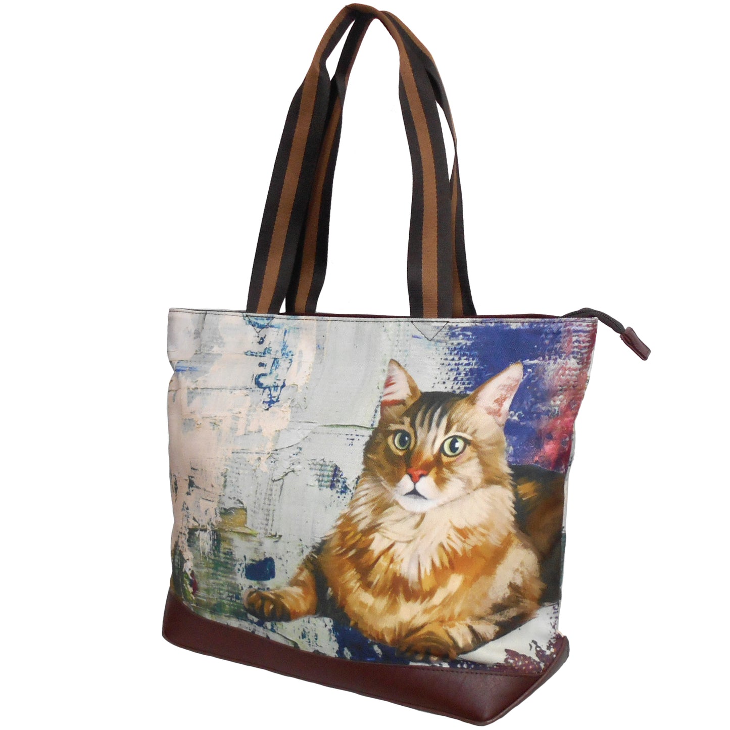Furbabies Maine Coon Original Portrait Drawing Printed Canvas Large Tote Bag