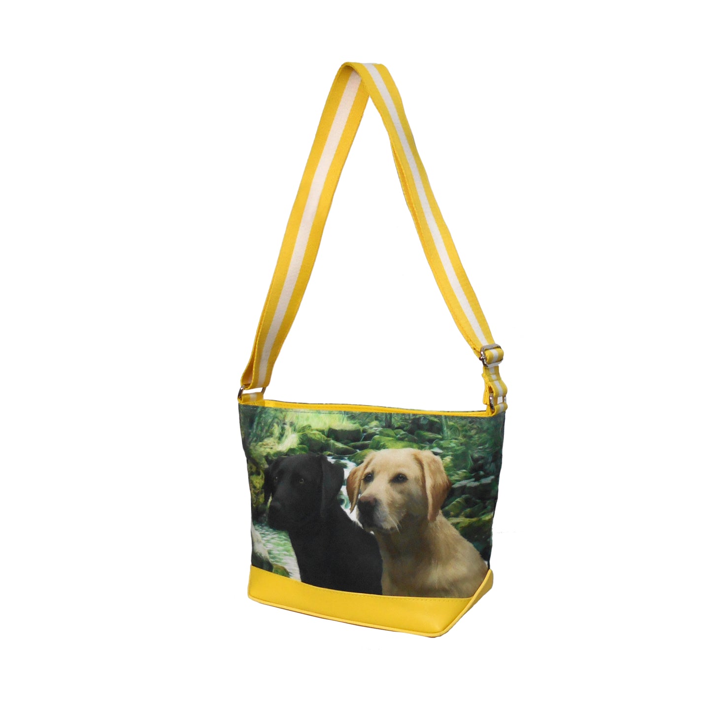 Furbabies Labrador Retriever Original Portrait Drawing Printed Canvas Medium Shoulder Bag