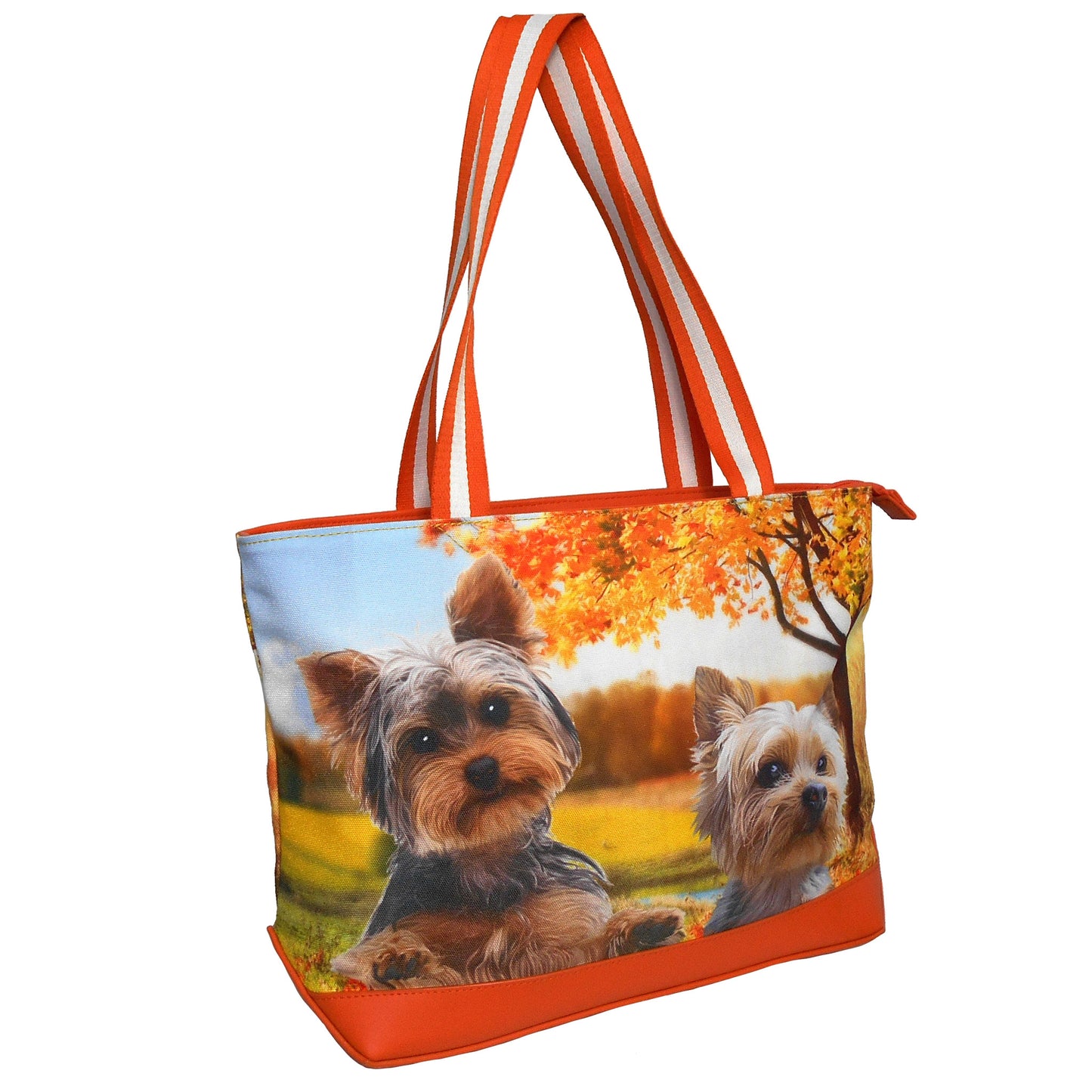 Furbabies Yorkshire Terrier Original Portrait Drawing Printed Canvas Medium Tote Bag