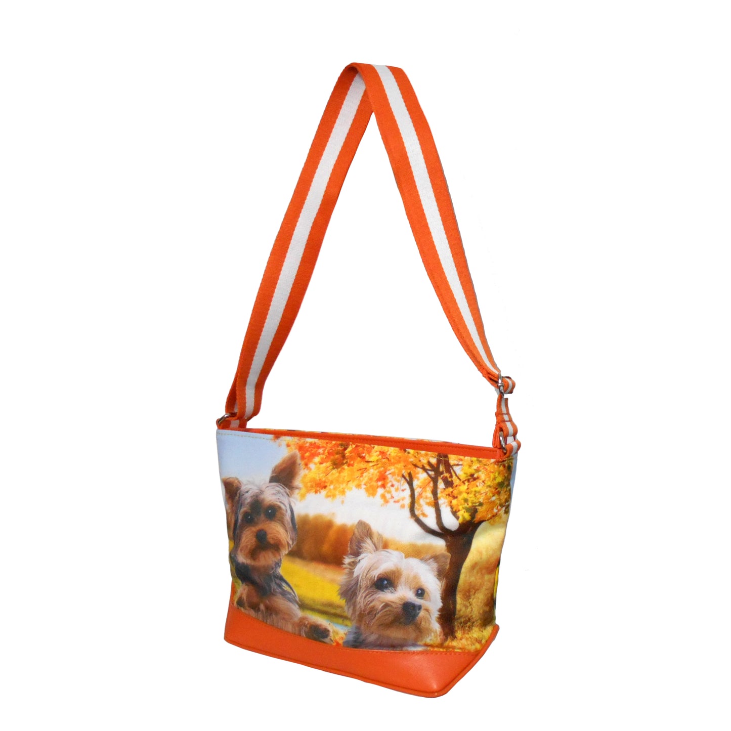 Furbabies Yorkshire Terrier Original Portrait Drawing Printed Canvas Medium Shoulder Bag
