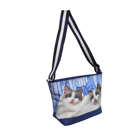 Furbabies Ragdoll Cat Original Portrait Drawing Printed Canvas Medium Shoulder Bag