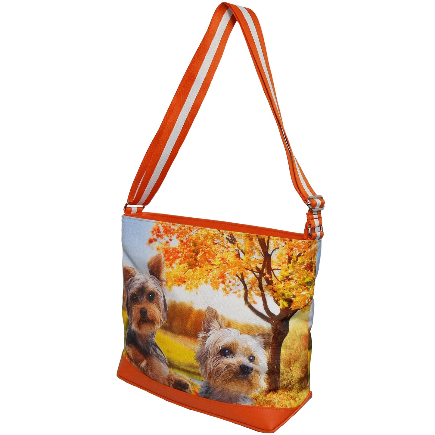 Furbabies Yorkshire Terrier Original Portrait Drawing Printed Canvas Large Shoulder Bag