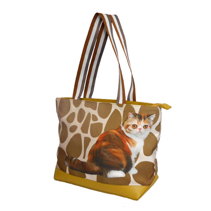 Furbabies Exotic Shorthair Original Portrait Drawing Printed Canvas Medium Tote Bag