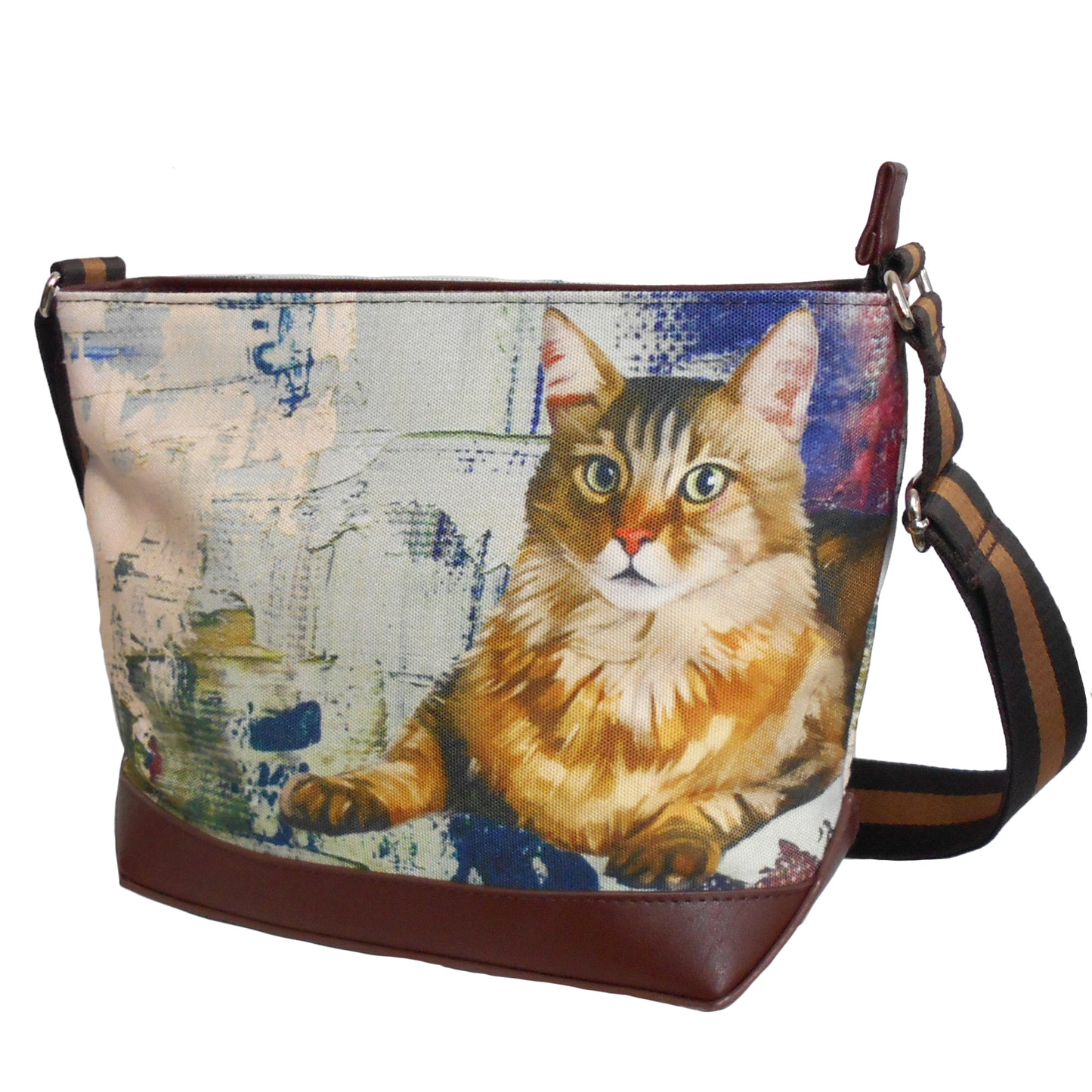 Furbabies Maine Coon Original Portrait Drawing Printed Canvas Medium Shoulder Bag