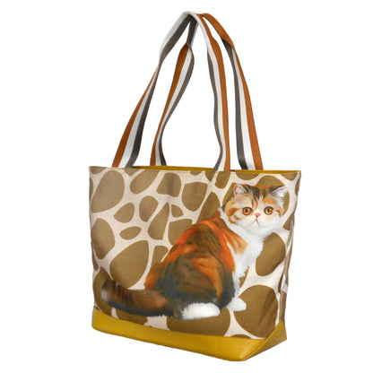 Furbabies Exotic Shorthair Original Portrait Drawing Printed Canvas Large Tote Bag