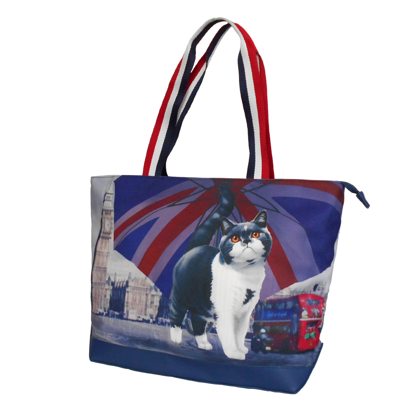 Furbabies British Shorthair Original Portrait Drawing Printed Canvas Large Tote Bag