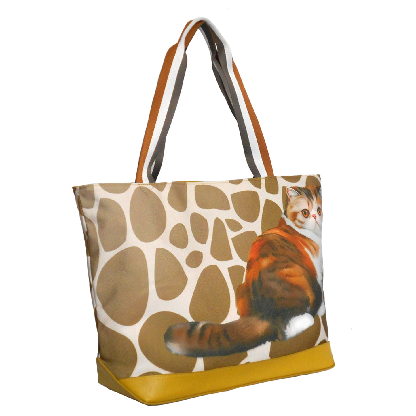 Furbabies Exotic Shorthair Original Portrait Drawing Printed Canvas Large Tote Bag