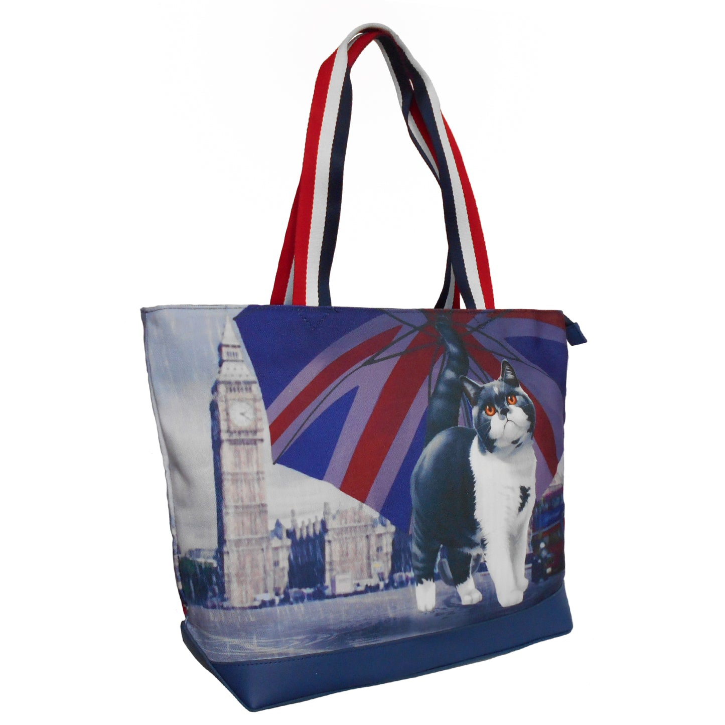 Furbabies British Shorthair Original Portrait Drawing Printed Canvas Large Tote Bag