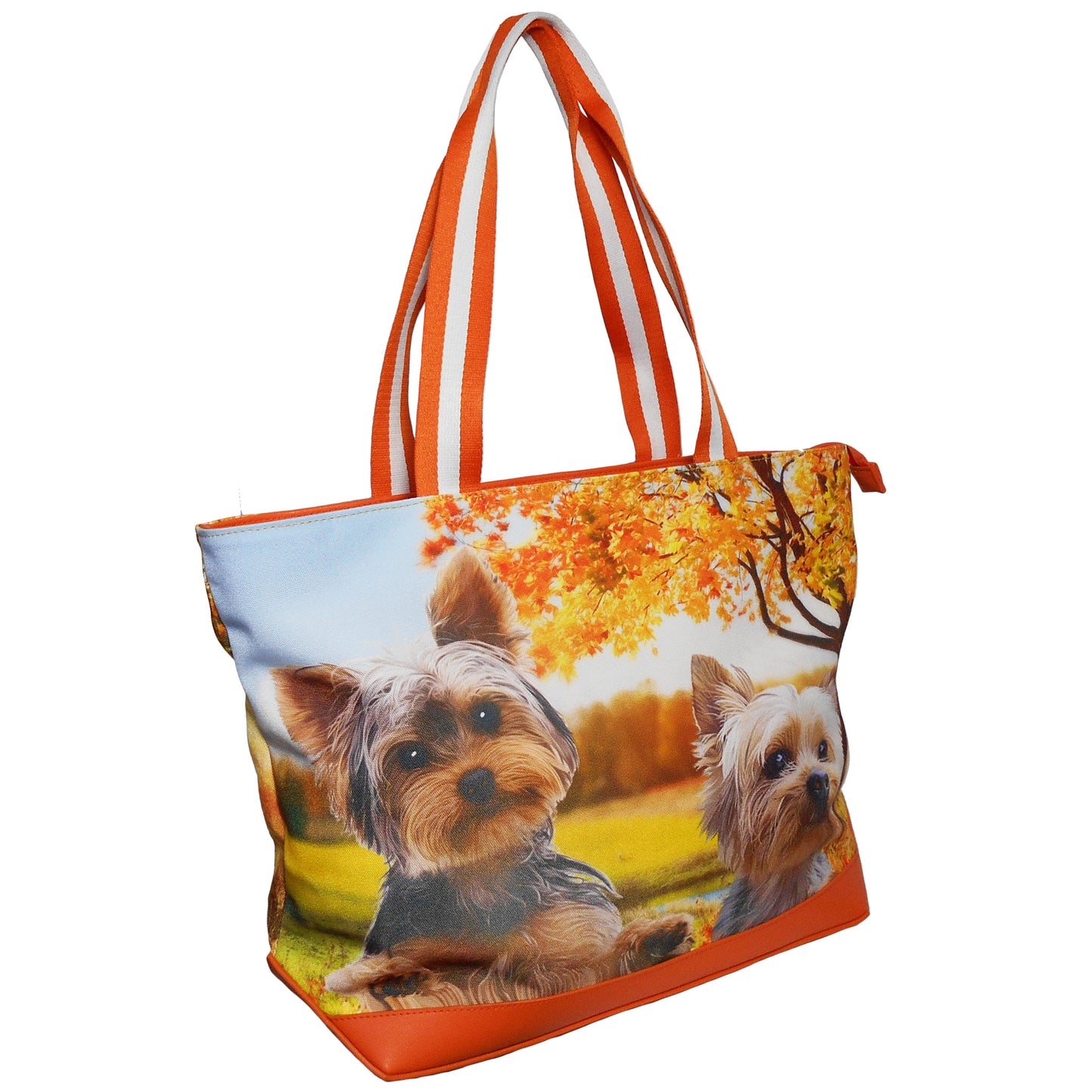 Furbabies Yorkshire Terrier Original Portrait Drawing Printed Canvas Large Tote Bag