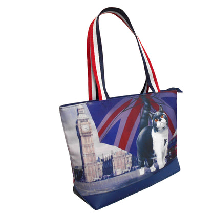 Furbabies British Shorthair Original Portrait Drawing Printed Canvas Medium Tote Bag