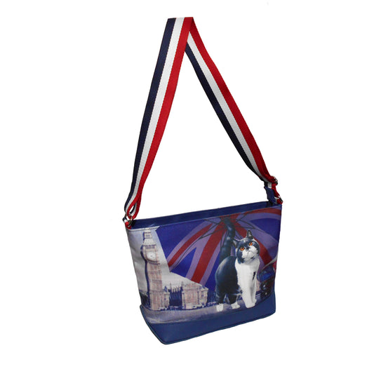 Furbabies British Shorthair Original Portrait Drawing Printed Canvas Medium Shoulder Bag