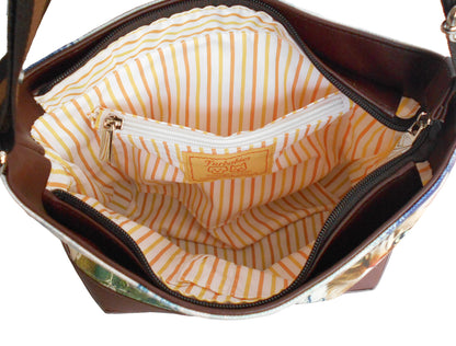 Furbabies Maine Coon Original Portrait Drawing Printed Canvas Medium Shoulder Bag