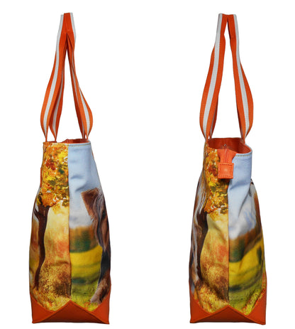 Furbabies Yorkshire Terrier Original Portrait Drawing Printed Canvas Large Tote Bag