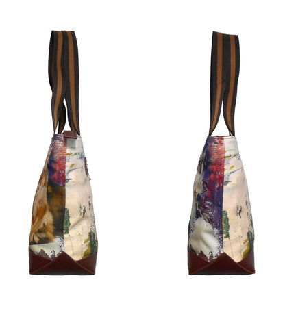 Furbabies Maine Coon Original Portrait Drawing Printed Canvas Medium Tote Bag