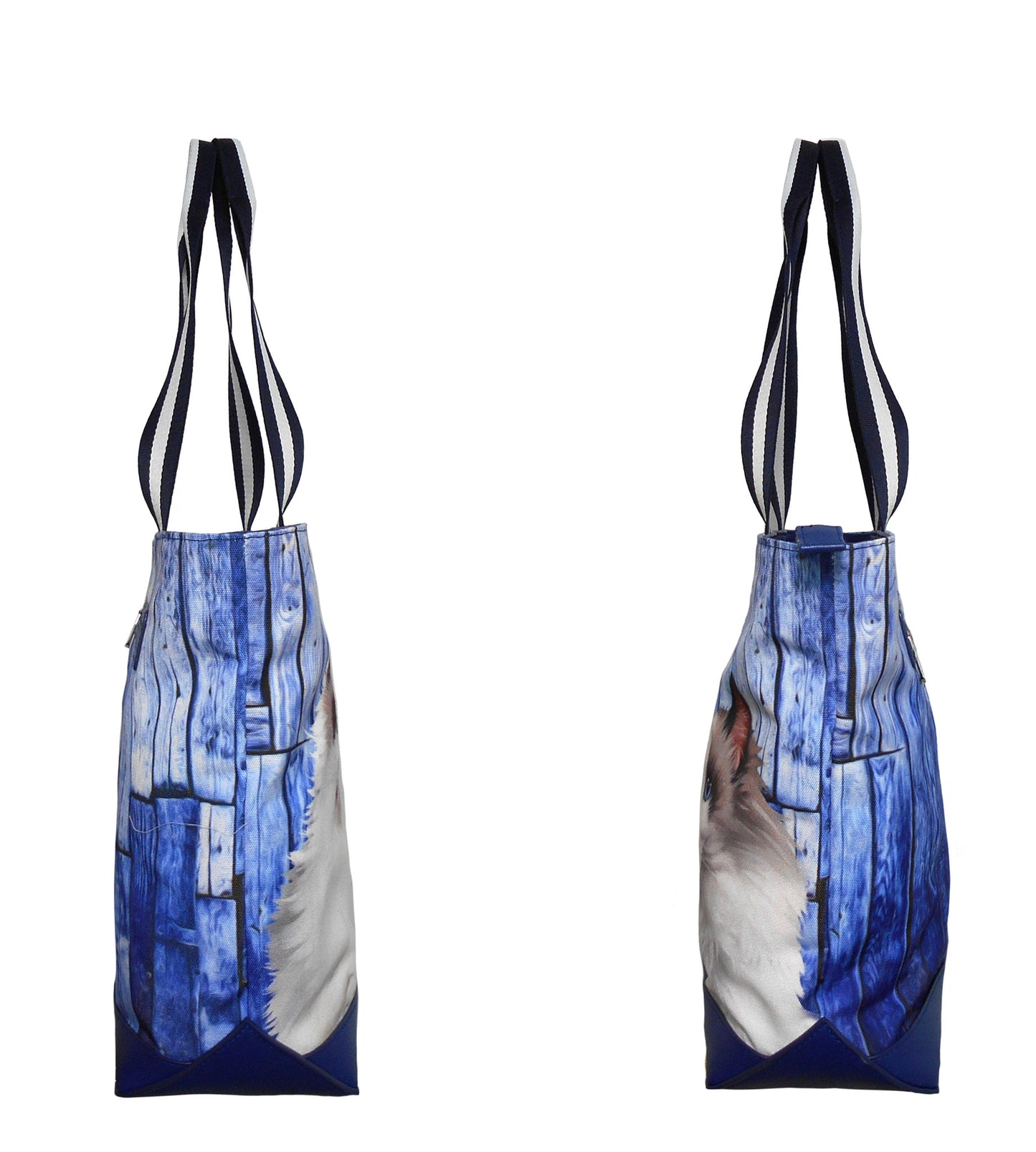 Furbabies Ragdoll Cat Original Portrait Drawing Printed Canvas Large Tote Bag