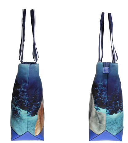 Furbabies Husky Original Portrait Drawing Printed Canvas Large Tote Bag