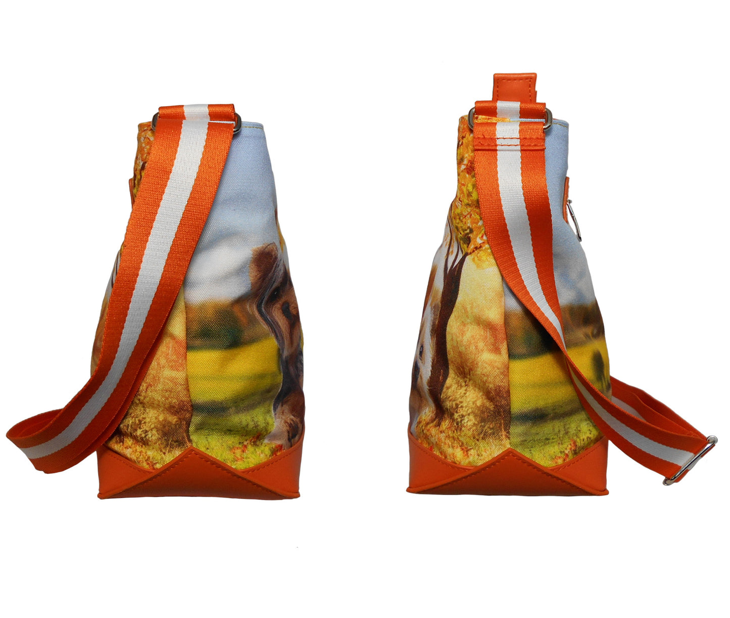 Furbabies Yorkshire Terrier Original Portrait Drawing Printed Canvas Medium Shoulder Bag