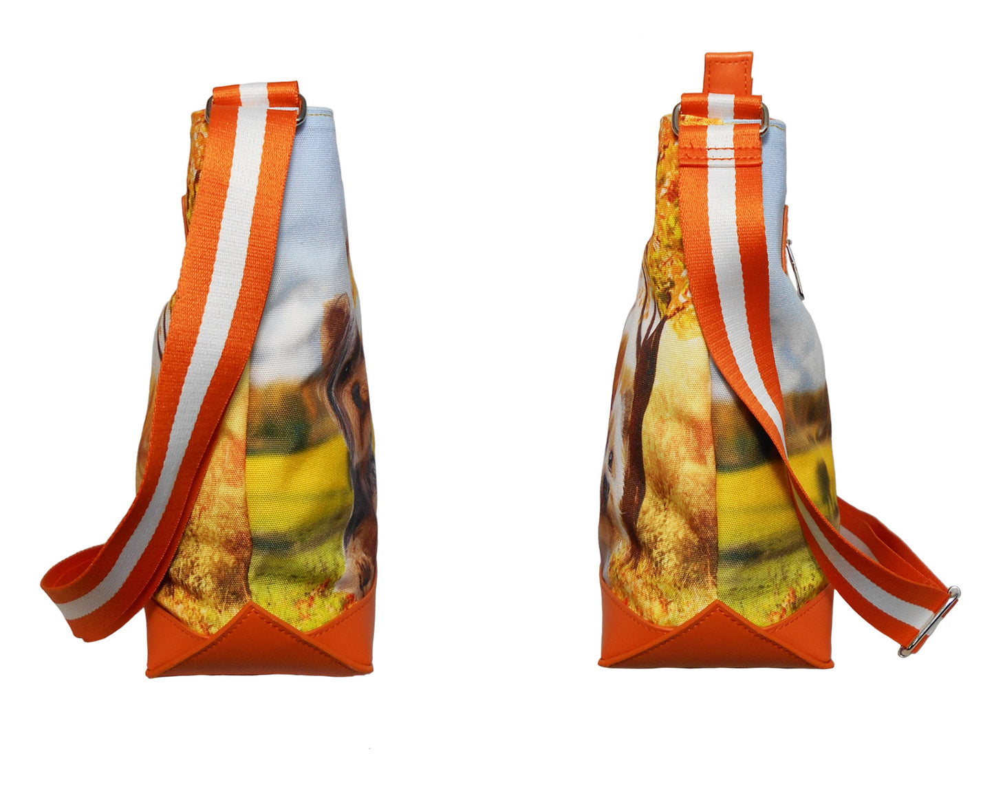 Furbabies Yorkshire Terrier Original Portrait Drawing Printed Canvas Large Shoulder Bag