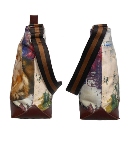 Furbabies Maine Coon Original Portrait Drawing Printed Canvas Large Shoulder Bag