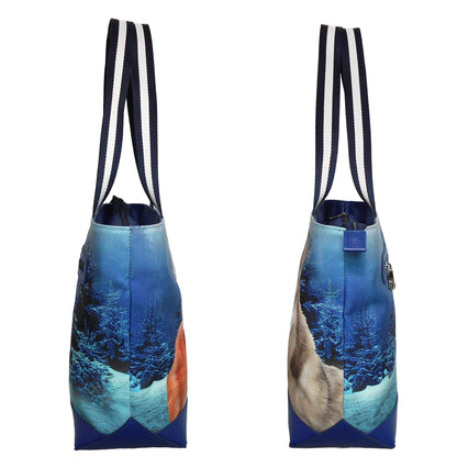 Furbabies Husky Original Portrait Drawing Printed Canvas Medium Tote Bag