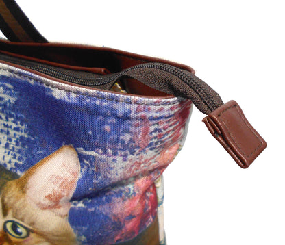 Furbabies Maine Coon Original Portrait Drawing Printed Canvas Large Tote Bag