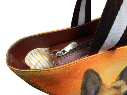 German Shepherd Original Portrait Drawing Printed Canvas Large Tote Bag