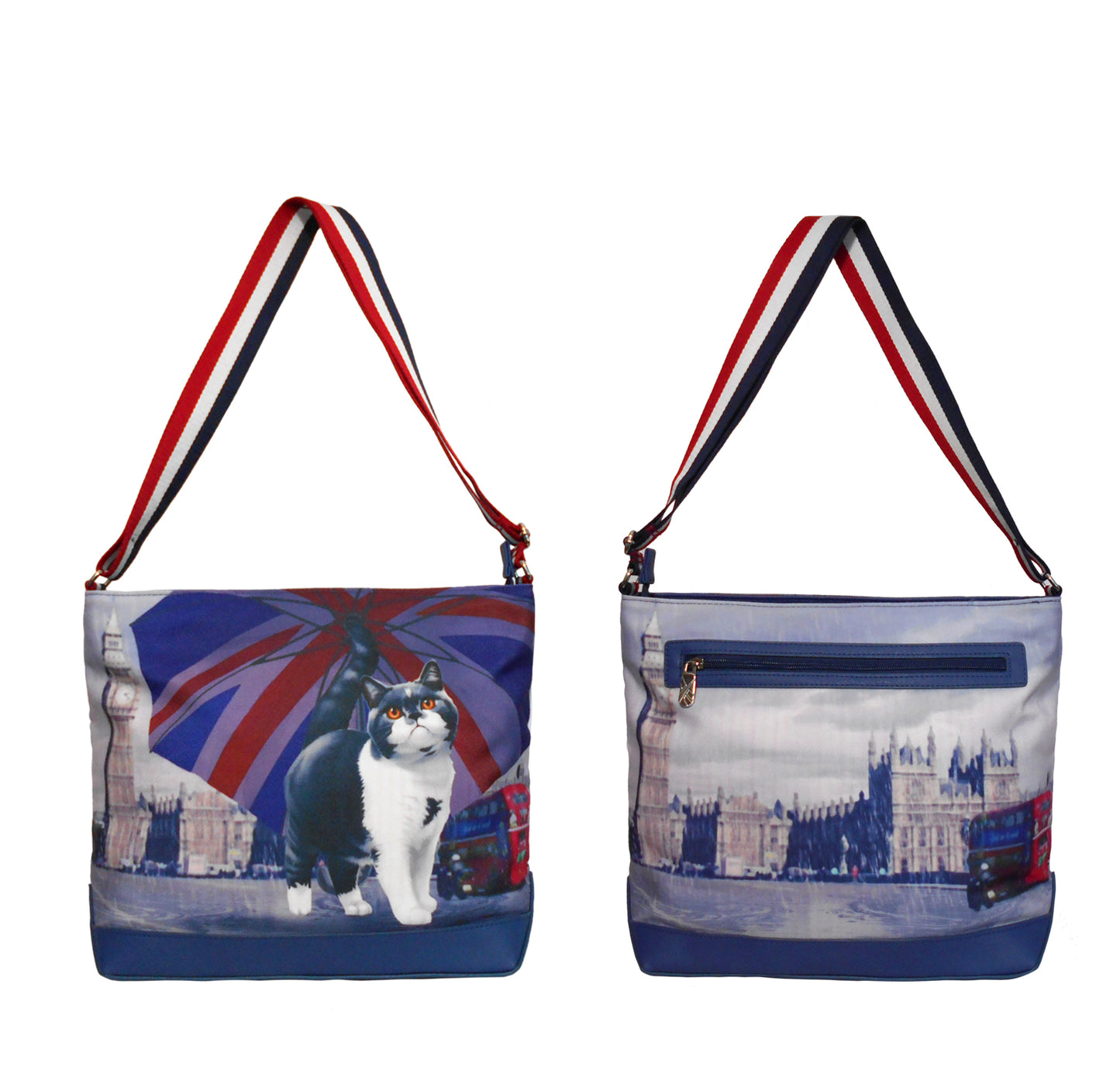 Furbabies British Shorthair Original Portrait Drawing Printed Canvas Large Shoulder Bag