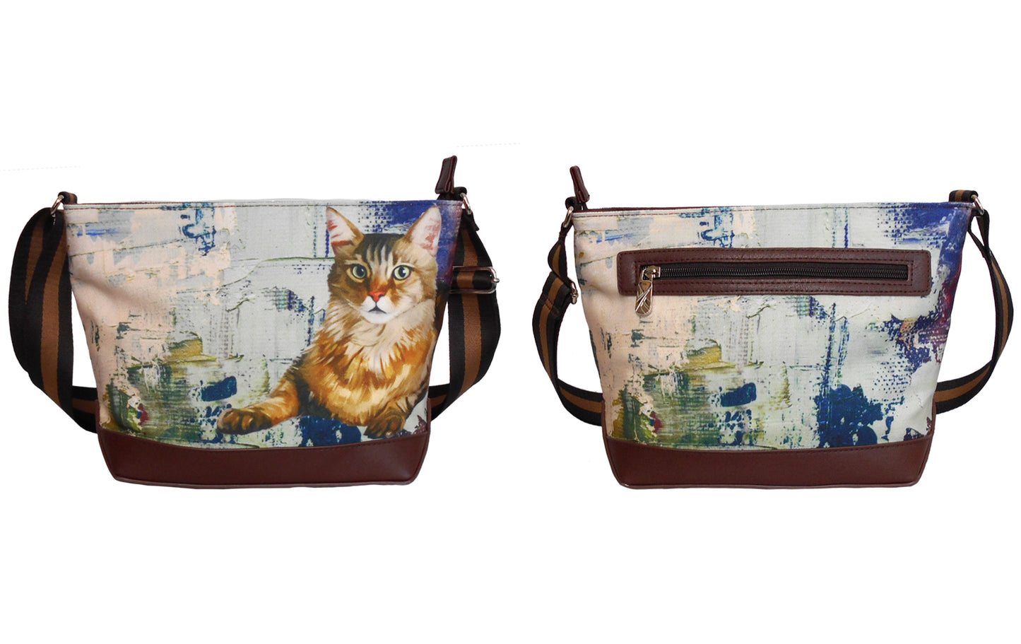 Furbabies Maine Coon Original Portrait Drawing Printed Canvas Medium Shoulder Bag