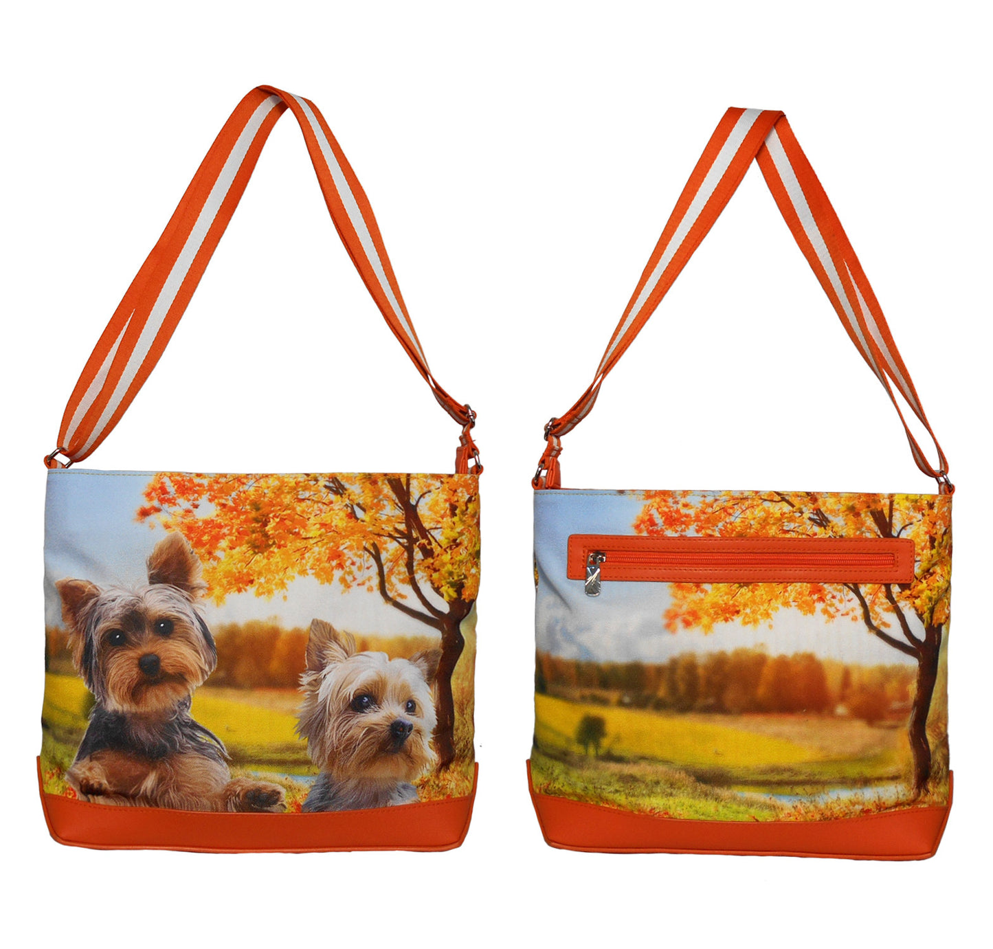 Furbabies Yorkshire Terrier Original Portrait Drawing Printed Canvas Large Shoulder Bag