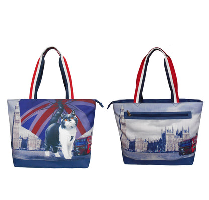 Furbabies British Shorthair Original Portrait Drawing Printed Canvas Large Tote Bag