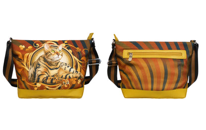 Furbabies Bengal cat Original Portrait Drawing Printed Canvas Medium Shoulder Bag