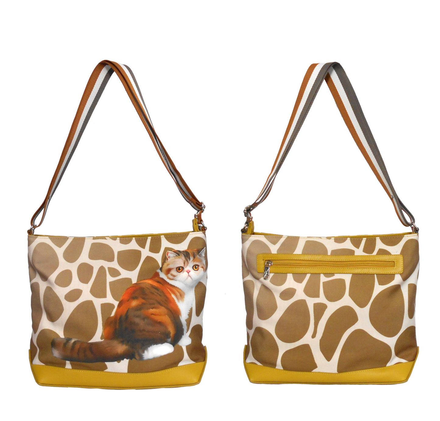 Furbabies Exotic Shorthair Original Portrait Drawing Printed Canvas Large Shoulder Bag