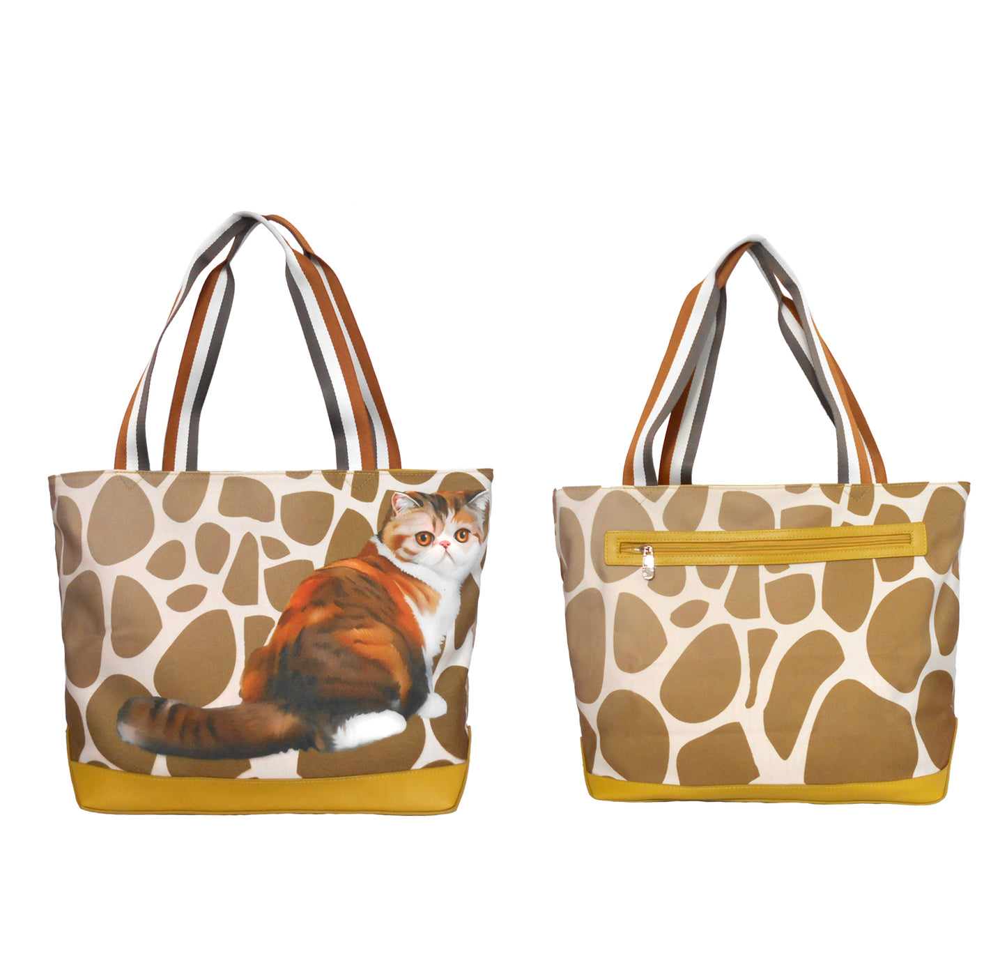 Furbabies Exotic Shorthair Original Portrait Drawing Printed Canvas Large Tote Bag