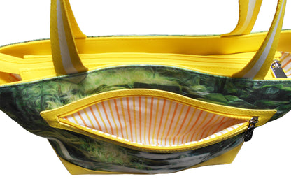 Furbabies Labrador Retriever Original Portrait Drawing Printed Canvas Medium Tote Bag